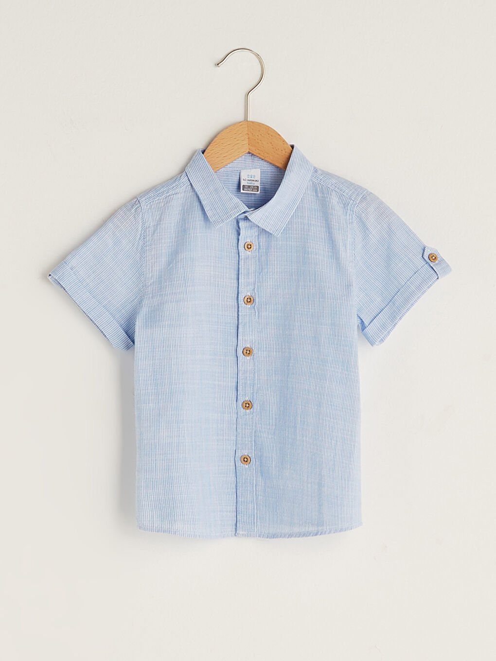 Chemise Bébé Garçon Rayée en Popeline à Manches Courtes