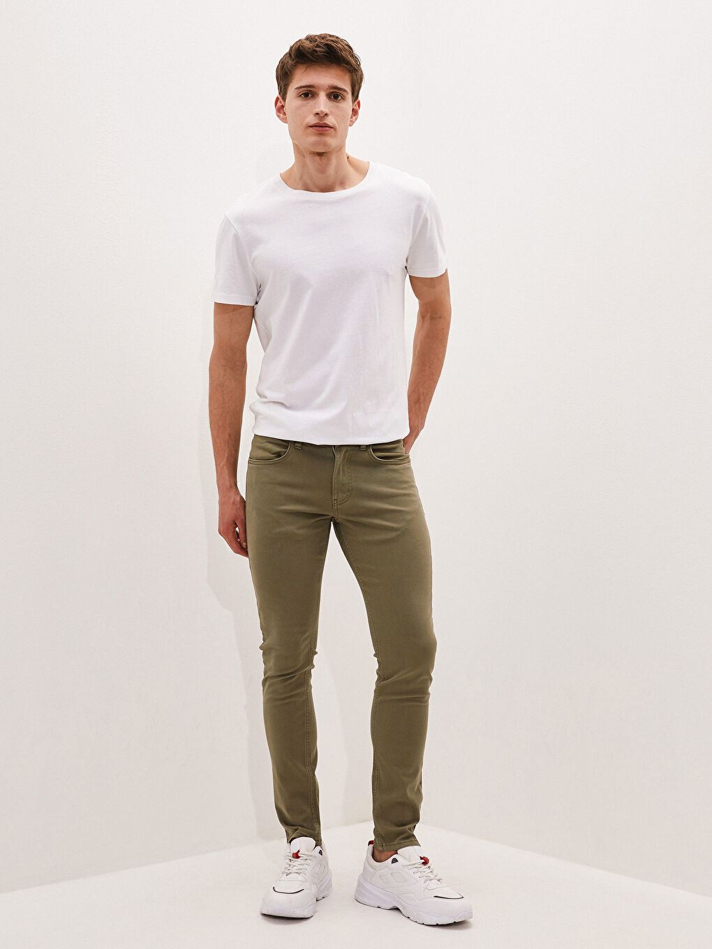 Yeşil Slim Fit Gabardin Erkek Pantolon-1