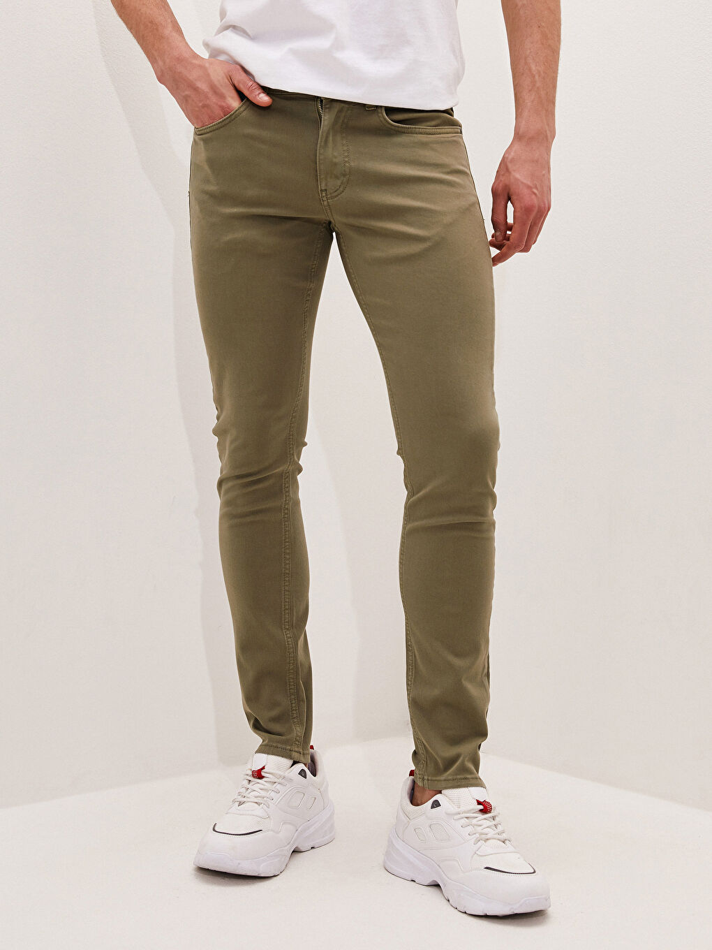 Yeşil Slim Fit Gabardin Erkek Pantolon-2