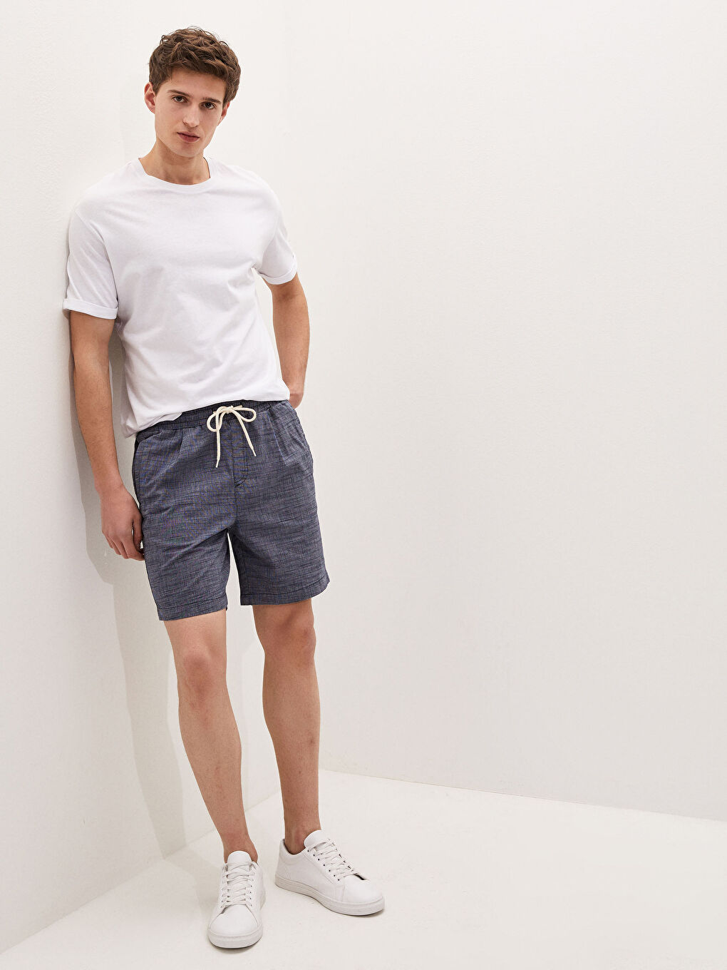 İndigo Slim Fit Gabardin Erkek Şort-1