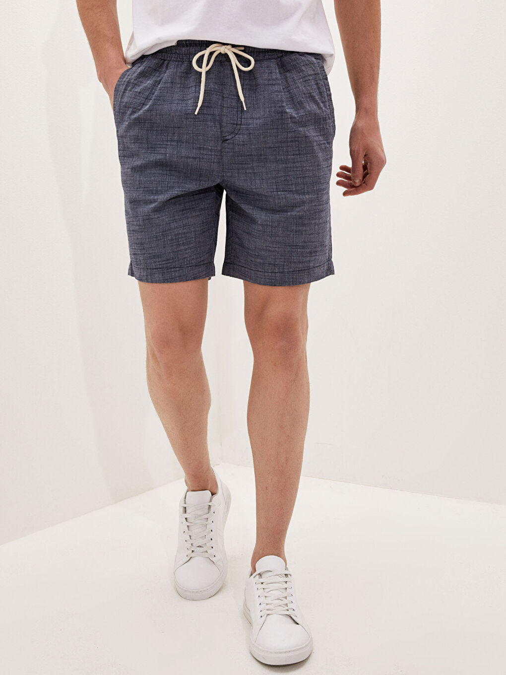 İndigo Slim Fit Gabardin Erkek Şort-3