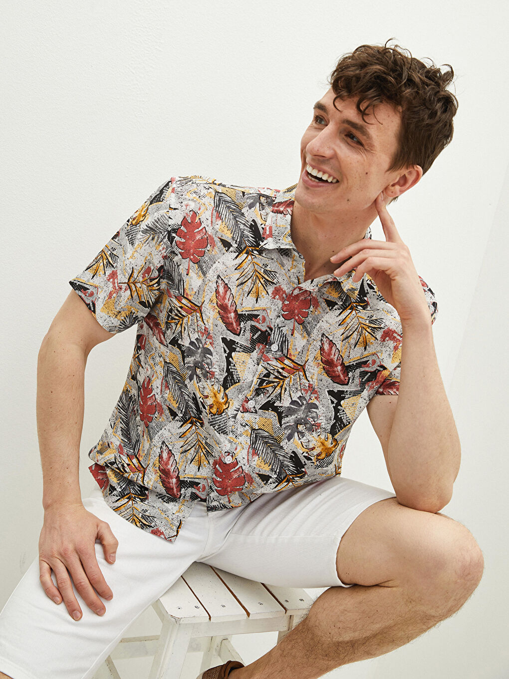 Regular Fit Short Sleeve Patterned Men's Shirt-2