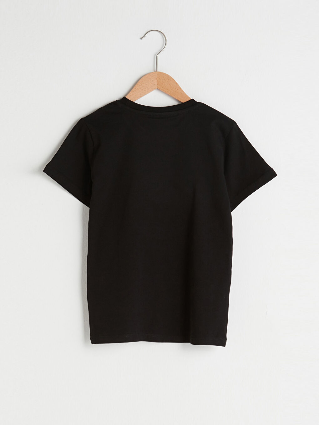 Siyah Bisiklet Yaka Batman Baskılı Çift Yönlü Payetli Kısa Kollu Pamuklu Erkek Çocuk Tişört-1