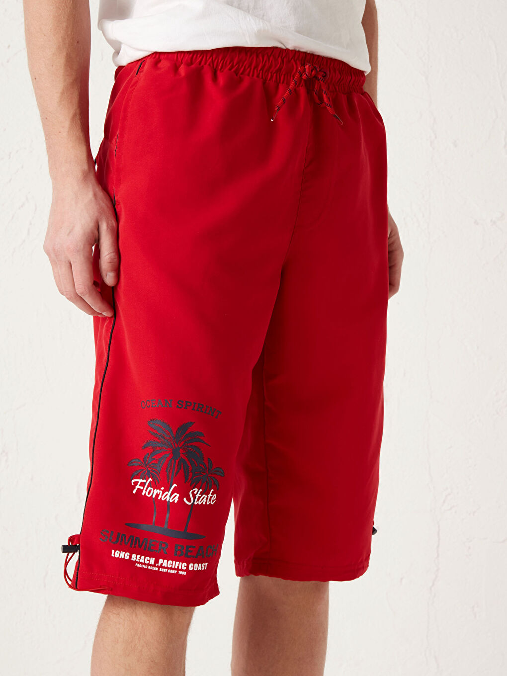 Below Knee Printed Men's Swim Shorts-6