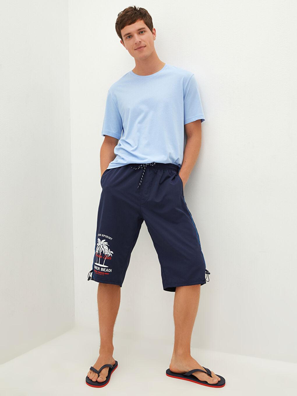 Below Knee Printed Men's Swim Shorts