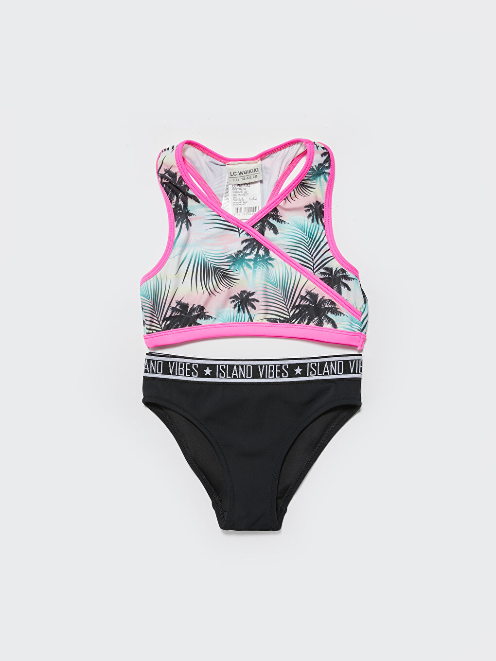 LCW Kids Siyah Esnek Kumaş Desenli Kız Çocuk Bikini