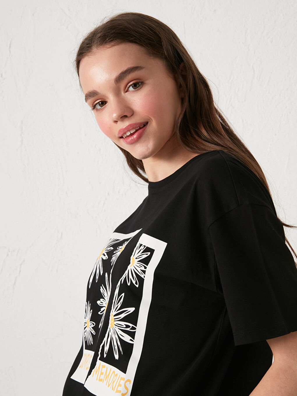 Gri Bisiklet Yaka Baskılı Kısa Kollu Kadın Pijama Takımı-7