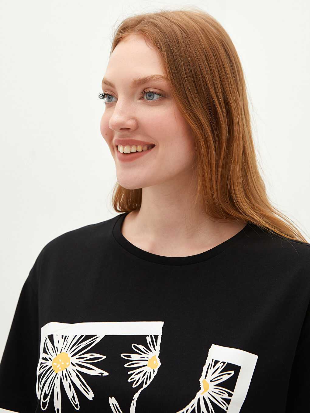 Gri Bisiklet Yaka Baskılı Kısa Kollu Kadın Pijama Takımı-3