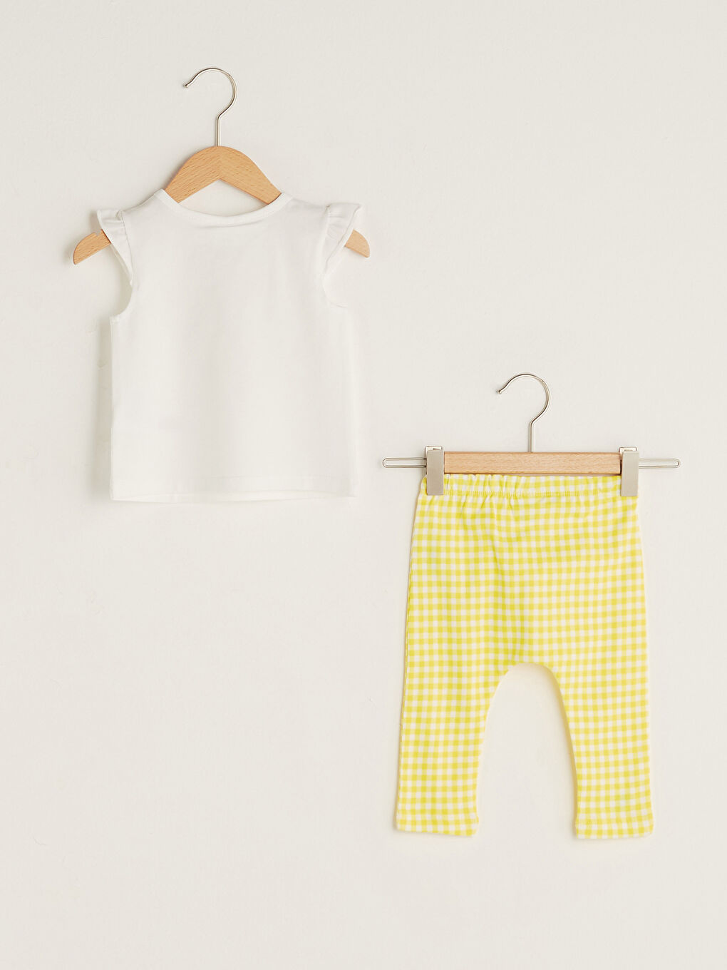 Ekru Bisiklet Yaka Baskılı Kız Bebek Tişört Tayt ve Saç Bandı 3'lü Takım-1