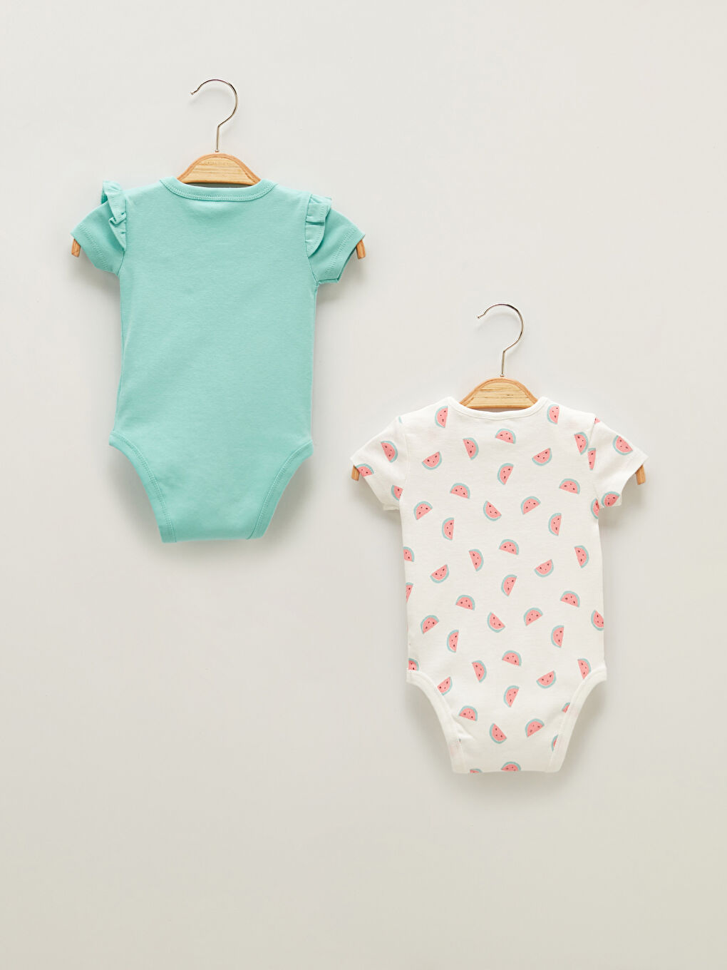 Дөңгелек жағалы қысқа жең принтті түймесі бар боди 2 бөліктен тұратын-1