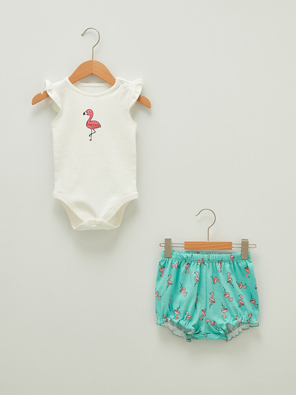 Ensemble Bébé Fille Imprimé Body à Boutons-Pression et Short Col Rond 2 Pièces