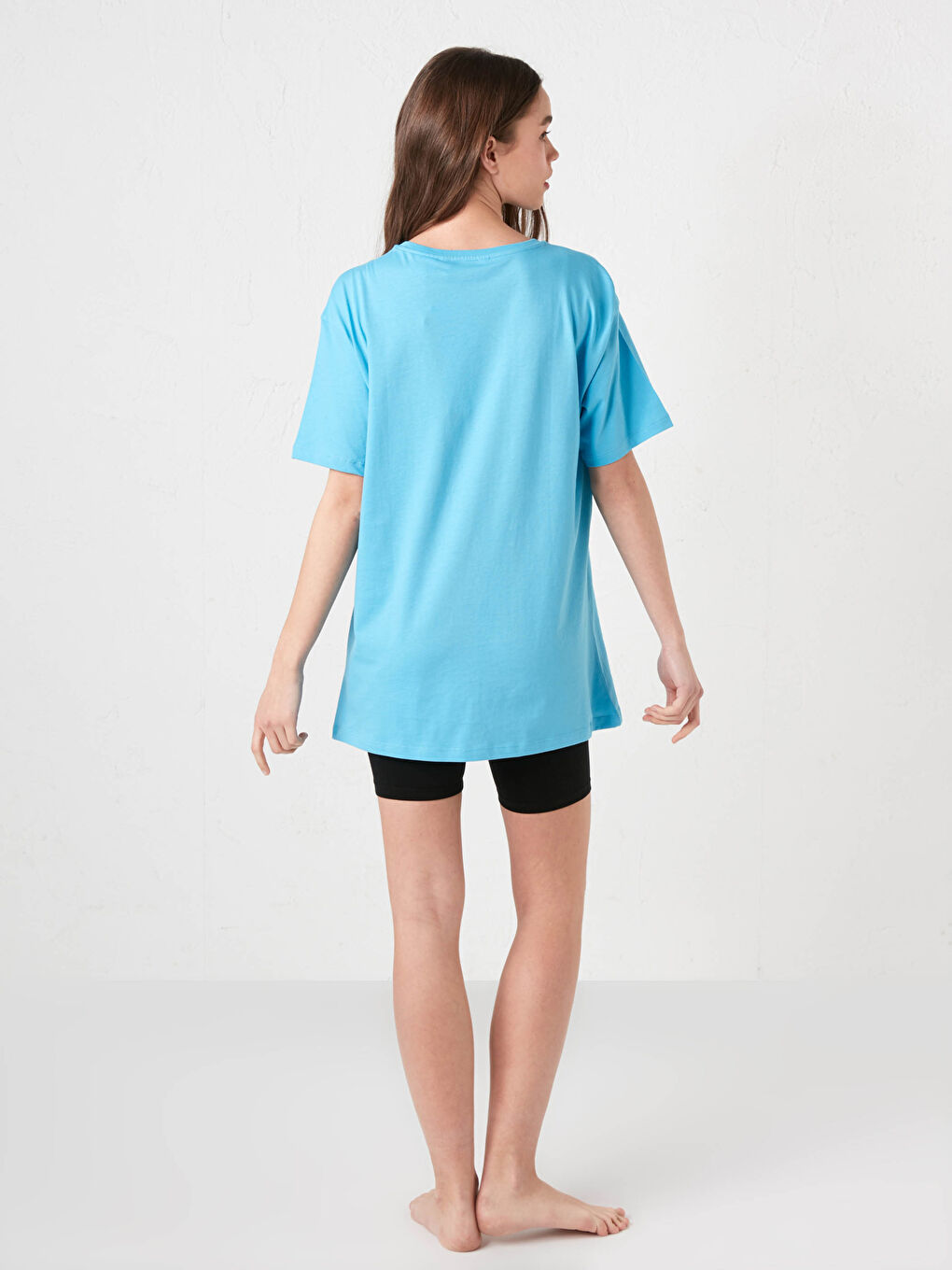 Siyah Bisiklet Yaka Garfield Baskılı Kısa Kollu Kadın Taytlı Pijama Takımı-3