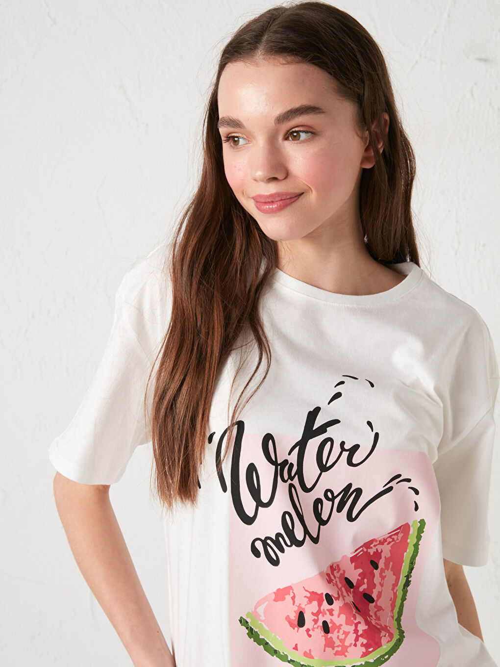 Pembe Bisiklet Yaka Baskılı Kısa Kollu Pamuklu Kadın Pijama Takımı-8