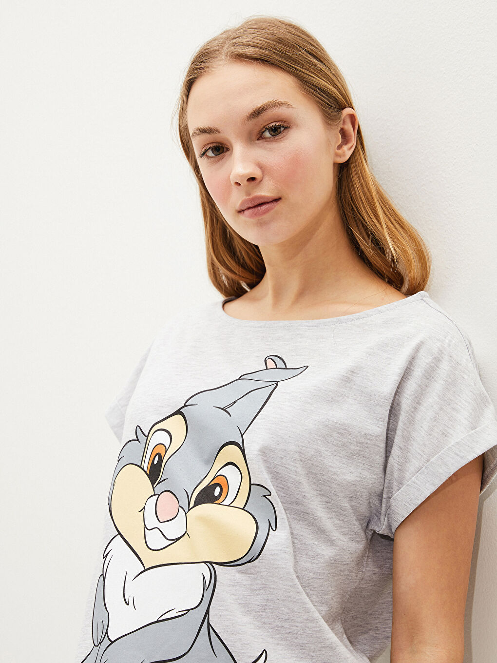 Crew Neck Thumper Printed Short Sleeve Women's Pajamas Set-3