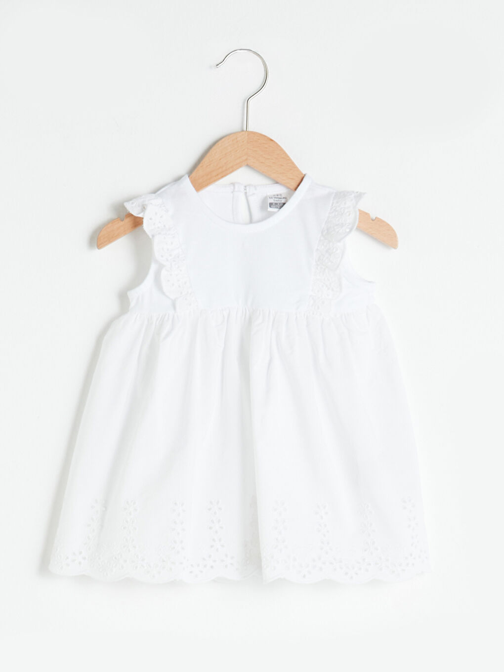 Crew Neck Ruffle Detail Basic Baby Girl Dress