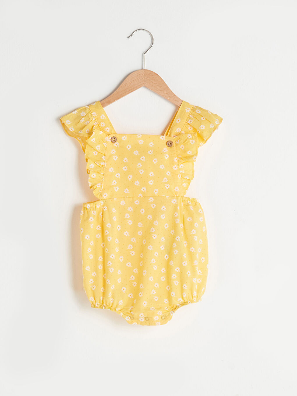 Combinaison Bébé Fille à Col Carré Manches Courtes en Coton Imprimé
