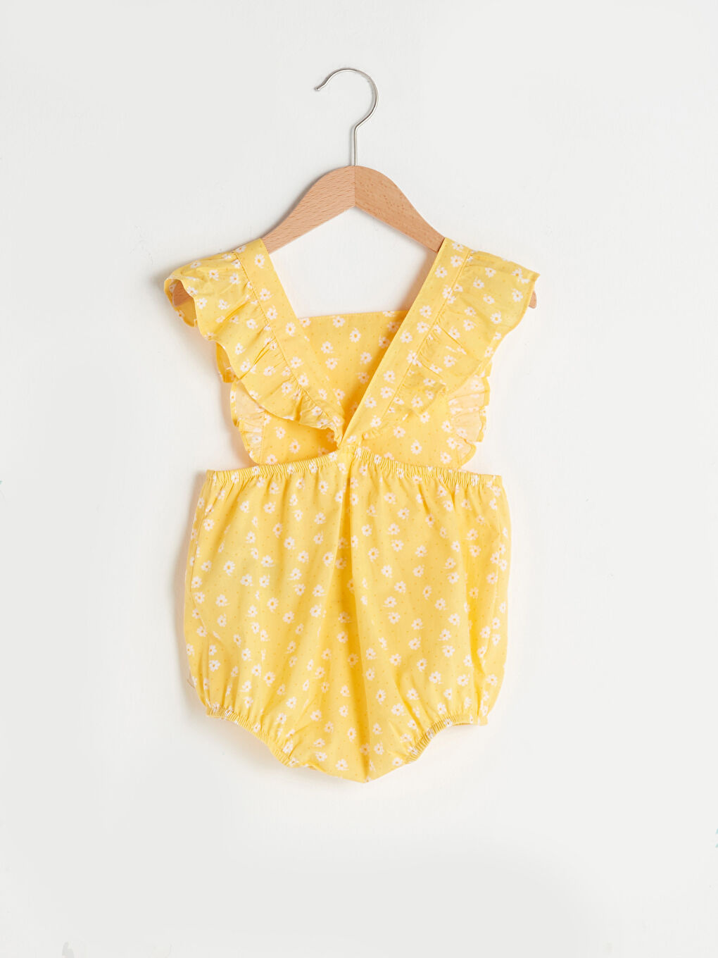 Combinaison Bébé Fille à Col Carré Manches Courtes en Coton Imprimé-1