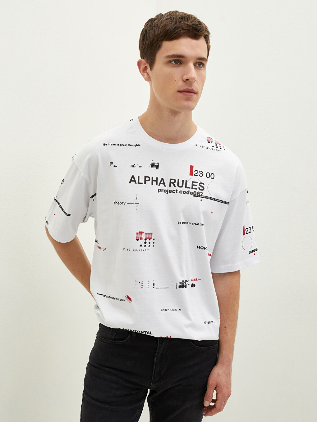XSIDE Crew Neck Short Sleeve Printed Combed Cotton Men's T