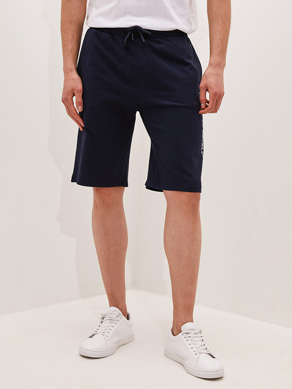 Pantaloni Scurți Sport Din Bumbac Pieptănat Pentru Bărbați, Croială Îngustă-2