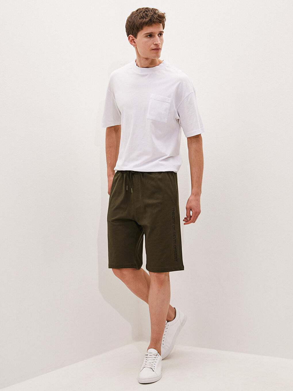 Узкие Спортивные Шорты из Чесаного Хлопка для Мужчин