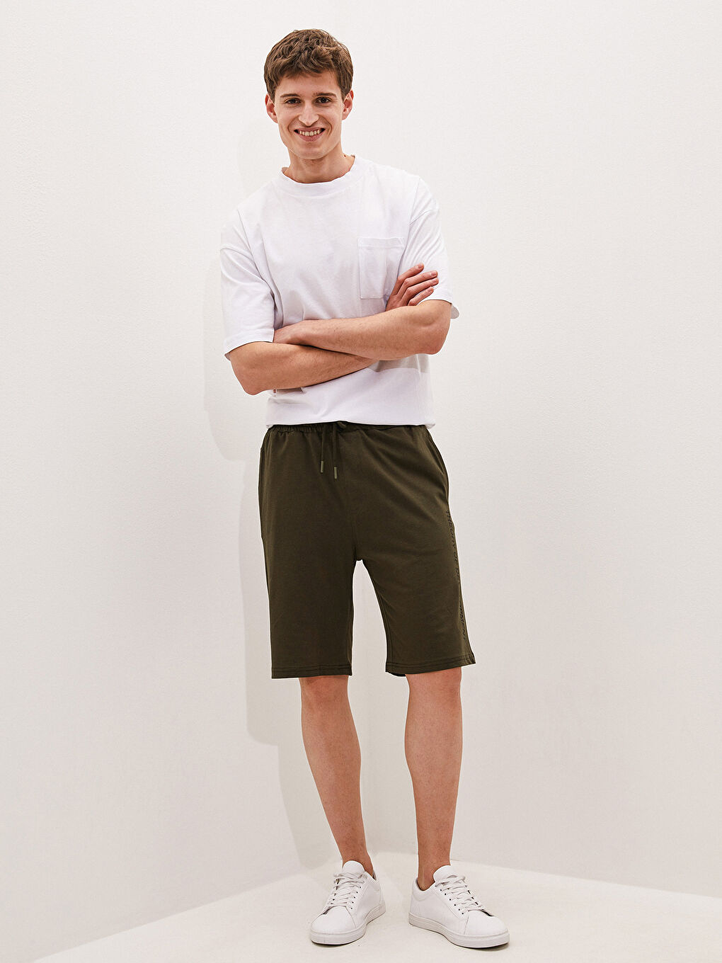 Узкие Спортивные Шорты из Чесаного Хлопка для Мужчин-1