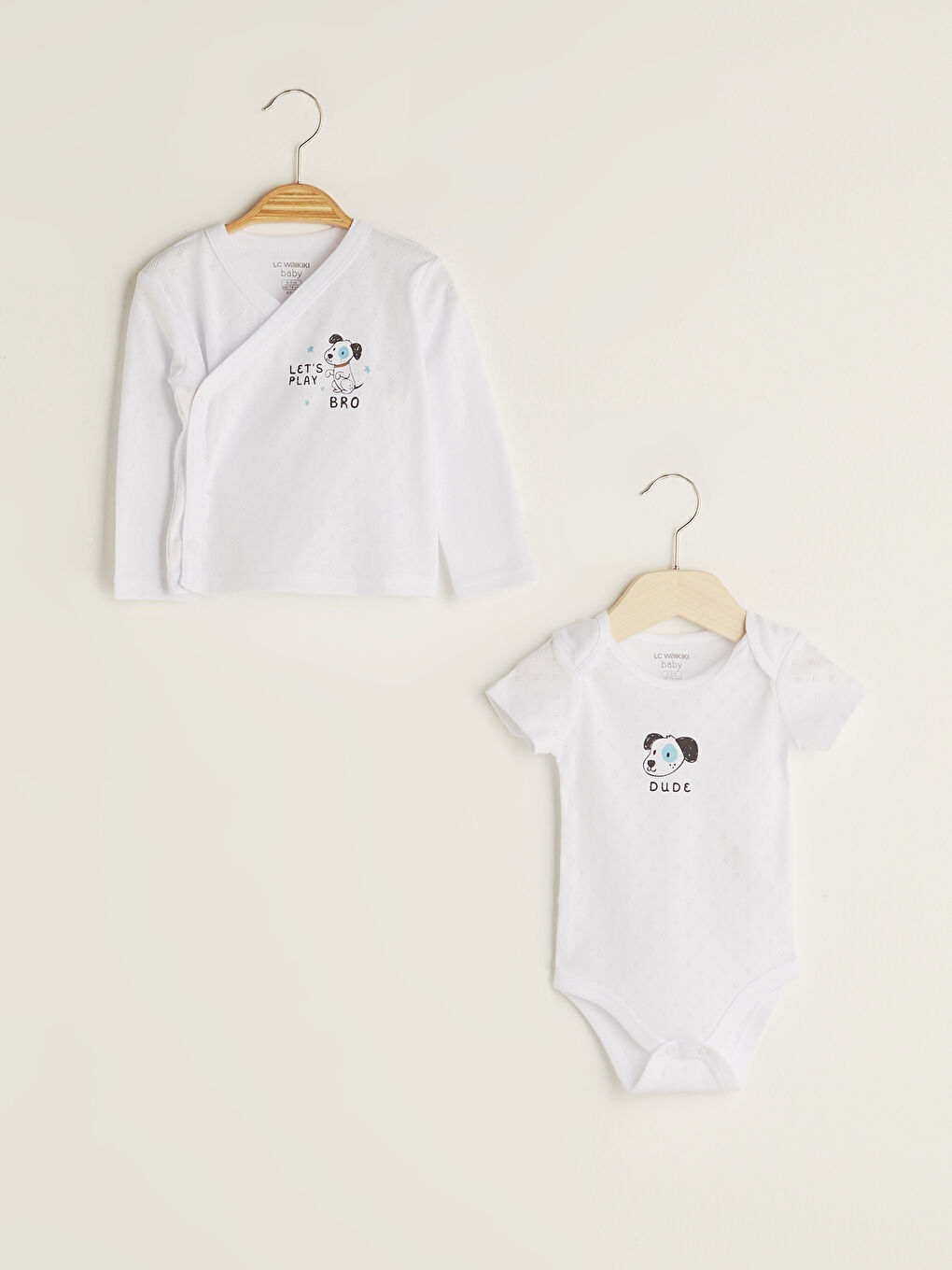 Beyaz Baskılı Unisex Bebek Hastane Çıkış Seti-1