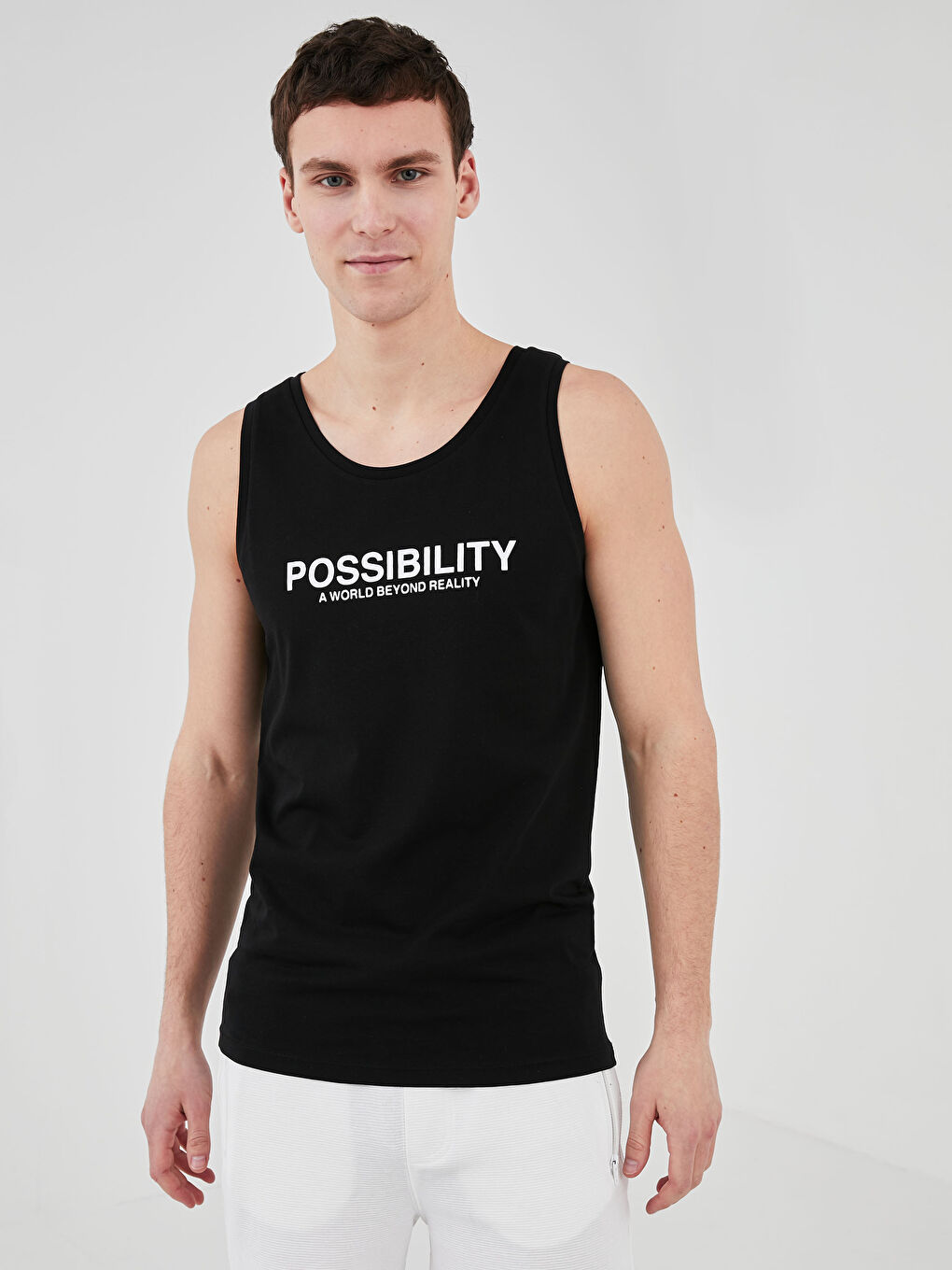 Tiskana Pamučna Majica Bez Rukava s Okruglim Izrezom za Muškarce-3