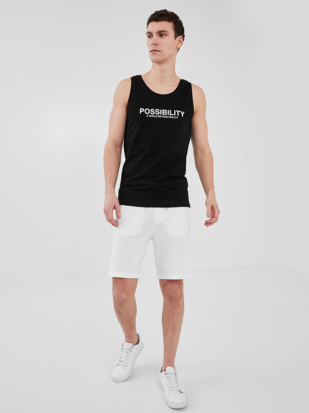 Tiskana Pamučna Majica Bez Rukava s Okruglim Izrezom za Muškarce-1