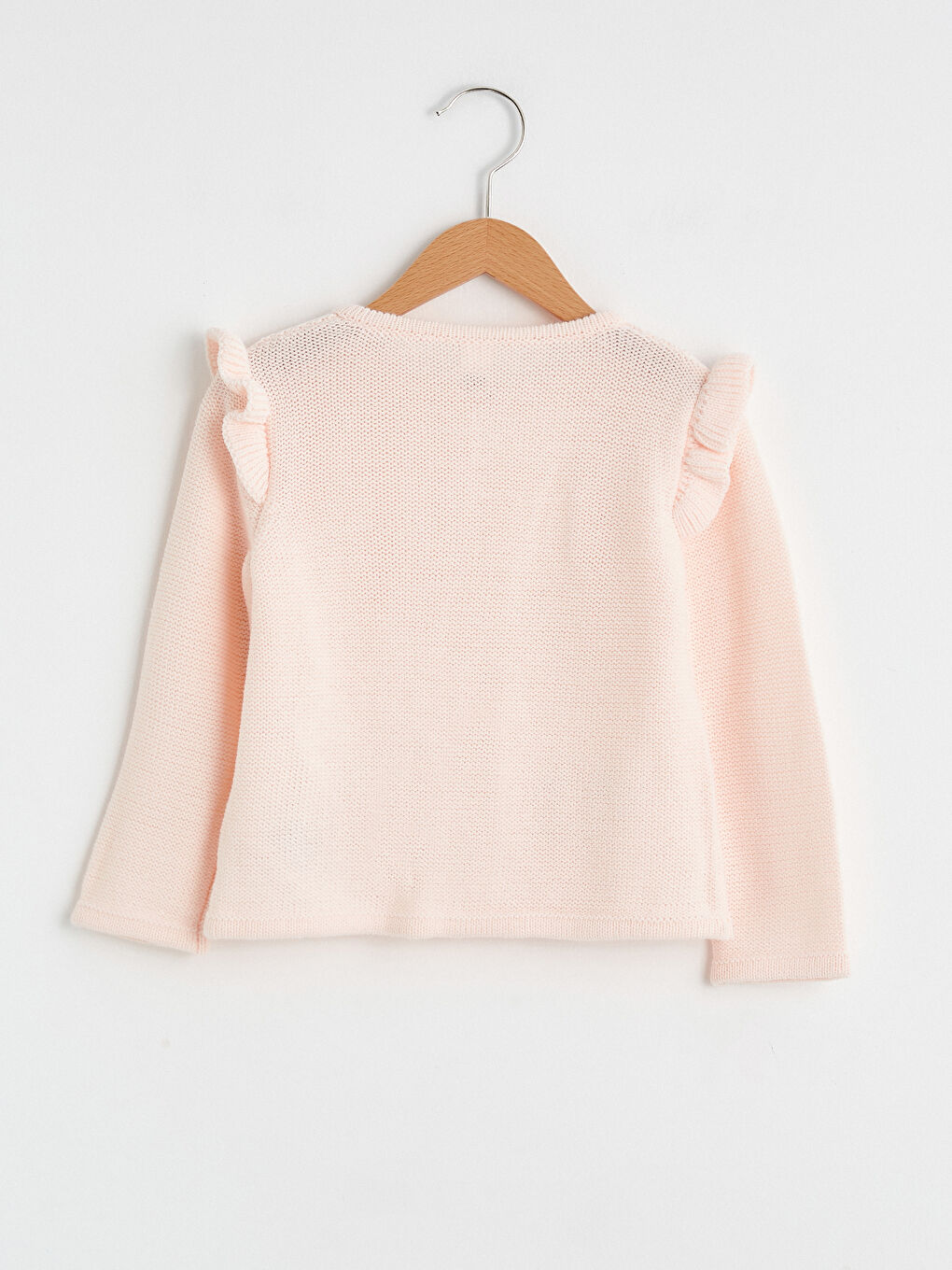 Pembe Bisiklet Yaka Uzun Kollu Kız Bebek Triko Hırka-1