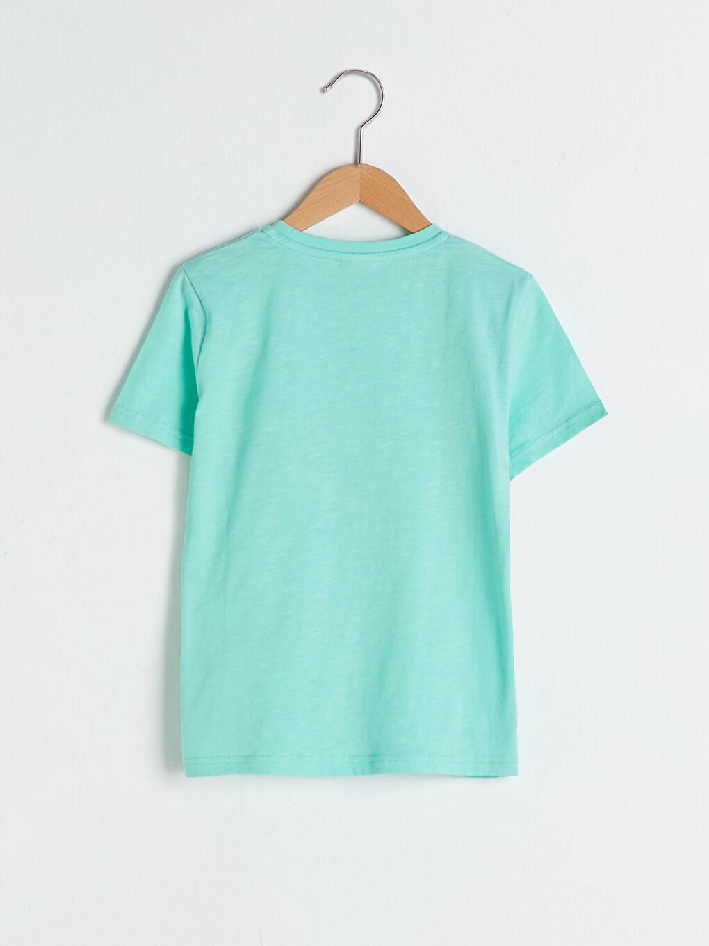 Yeşil Bisiklet Yaka Baskılı Çift Yönlü Payetli Kısa Kollu Pamuklu Erkek Çocuk Tişört-1