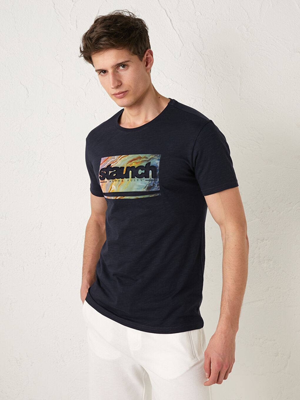 Crew Neck Short Sleeve Printed Combed Cotton Men's T-shirt