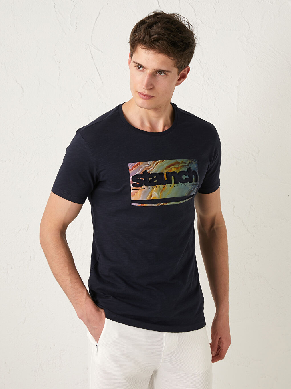 Crew Neck Short Sleeve Printed Combed Cotton Men's T-shirt-1