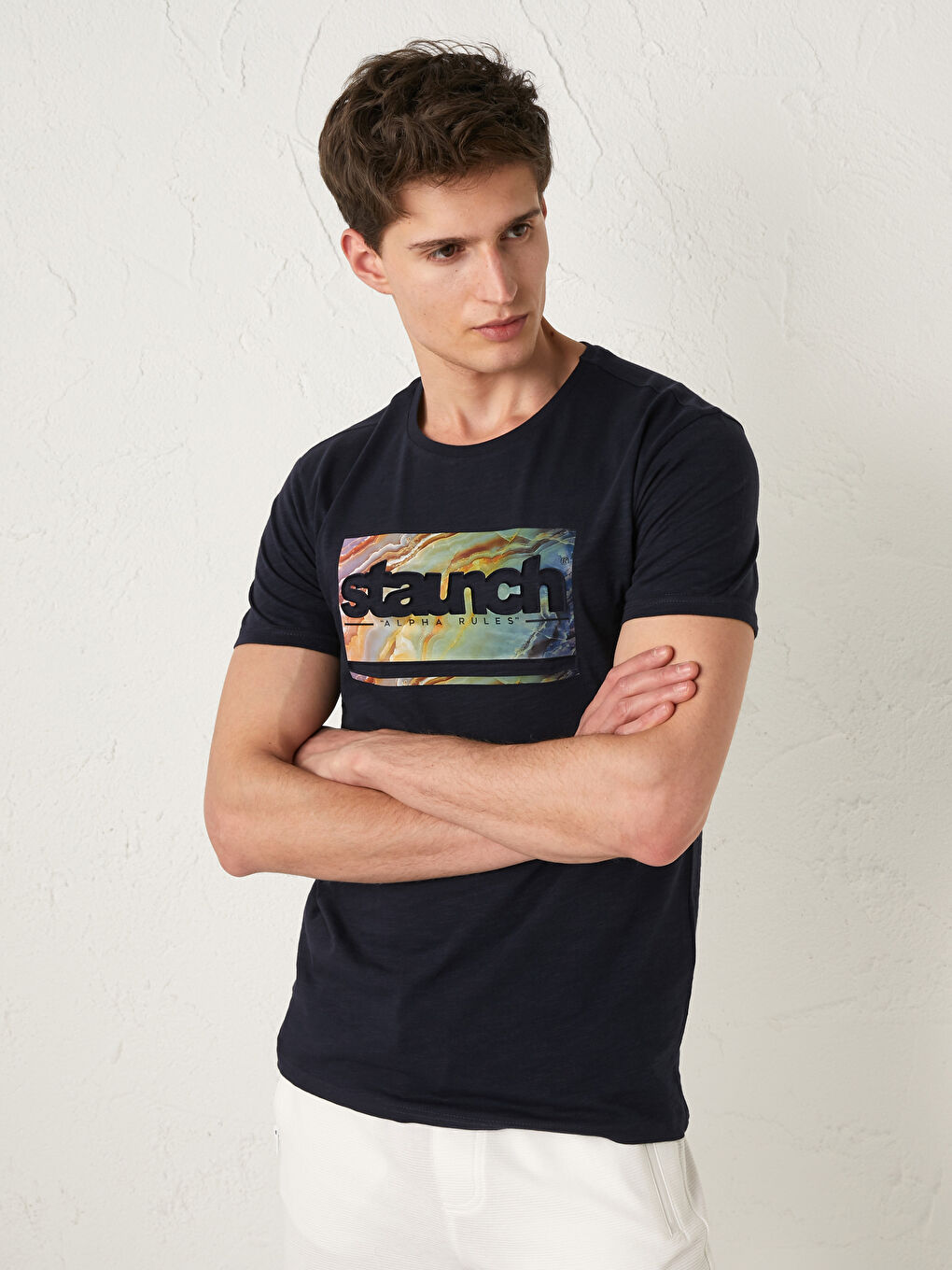 Crew Neck Short Sleeve Printed Combed Cotton Men's T-shirt-2