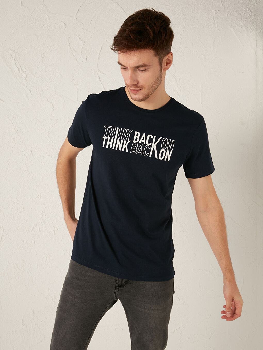 Crew Neck Short Sleeve Printed Combed Cotton Men's T-shirt