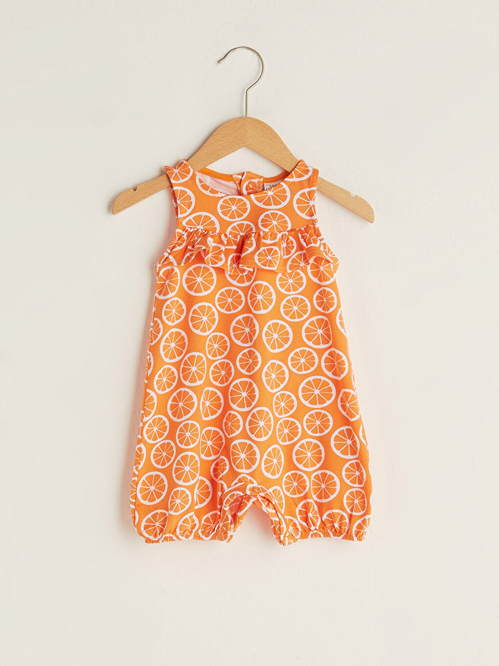 Combinaison Bébé Fille en Coton Imprimé à Col Rond