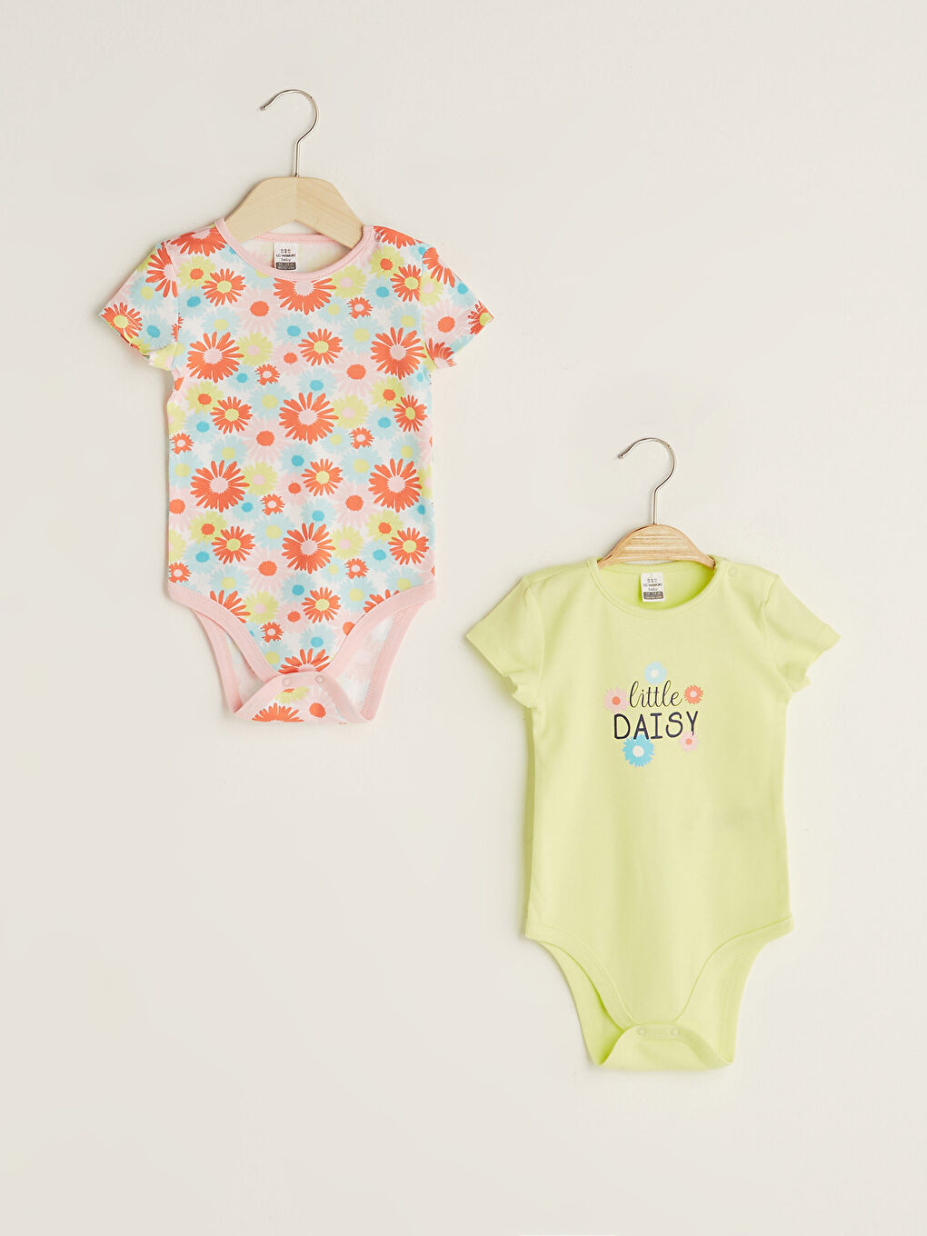 Body Bébé Fille Imprimé Col Rond Manches Courtes Avec Fermeture à Pression Lot de 2