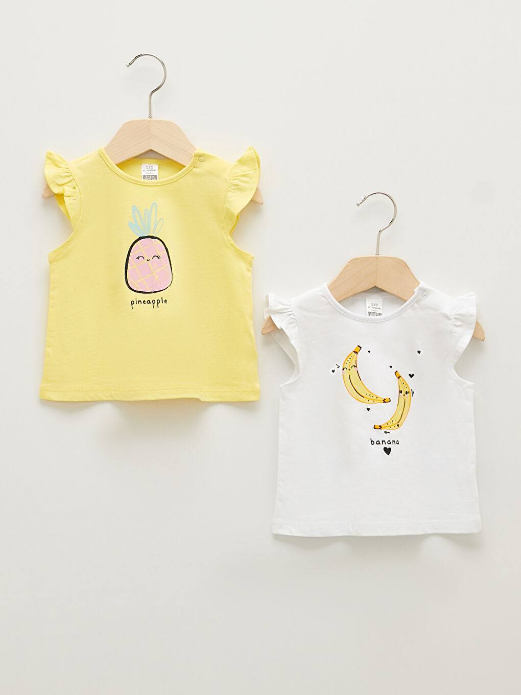 Lot de 2 T-shirts Imprimés à Col Rond pour Filles Bébé