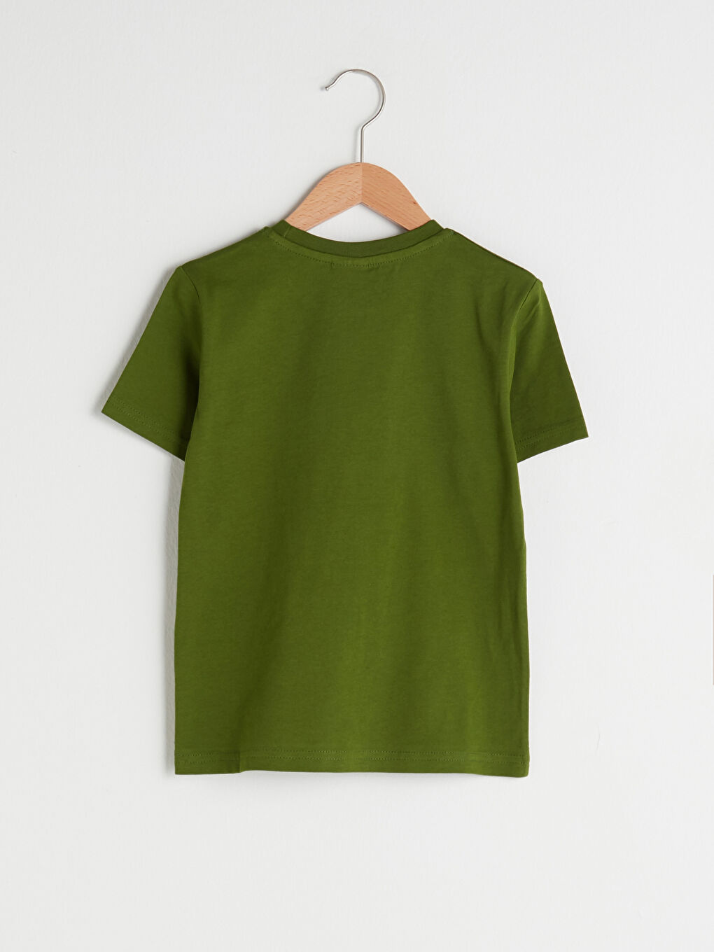 Yeşil Bisiklet Yaka Baskılı Kısa Kollu Pamuklu Erkek Çocuk Tişört-1