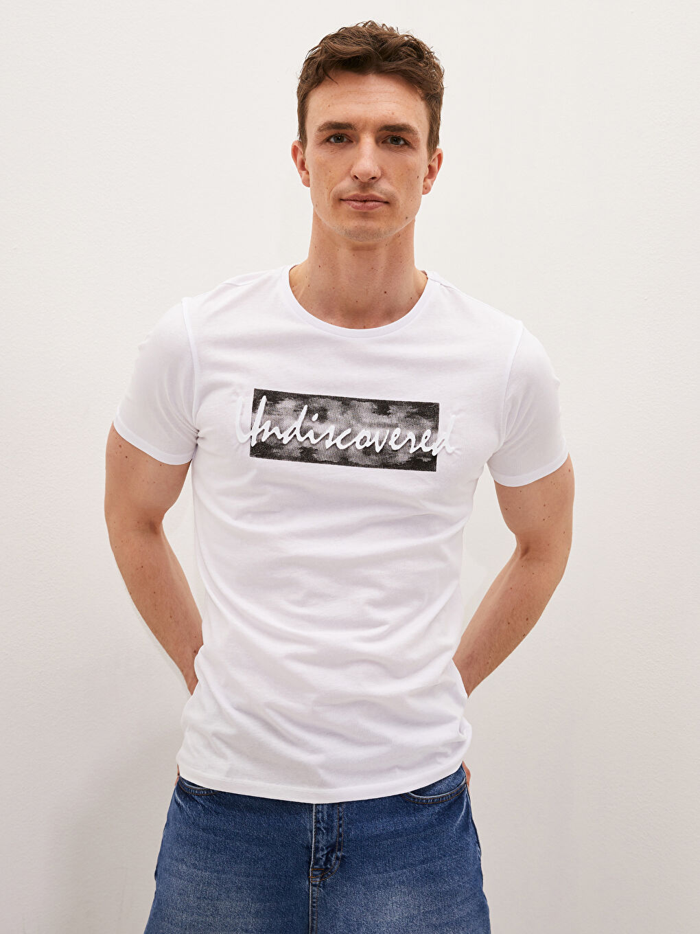Crew Neck Short Sleeve Printed Combed Cotton Men's T-shirt