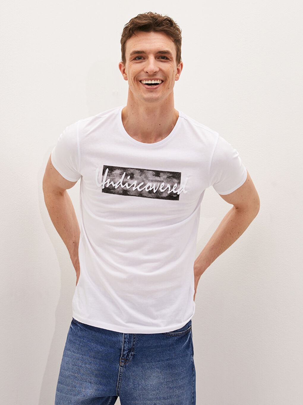 Crew Neck Short Sleeve Printed Combed Cotton Men's T-shirt-1