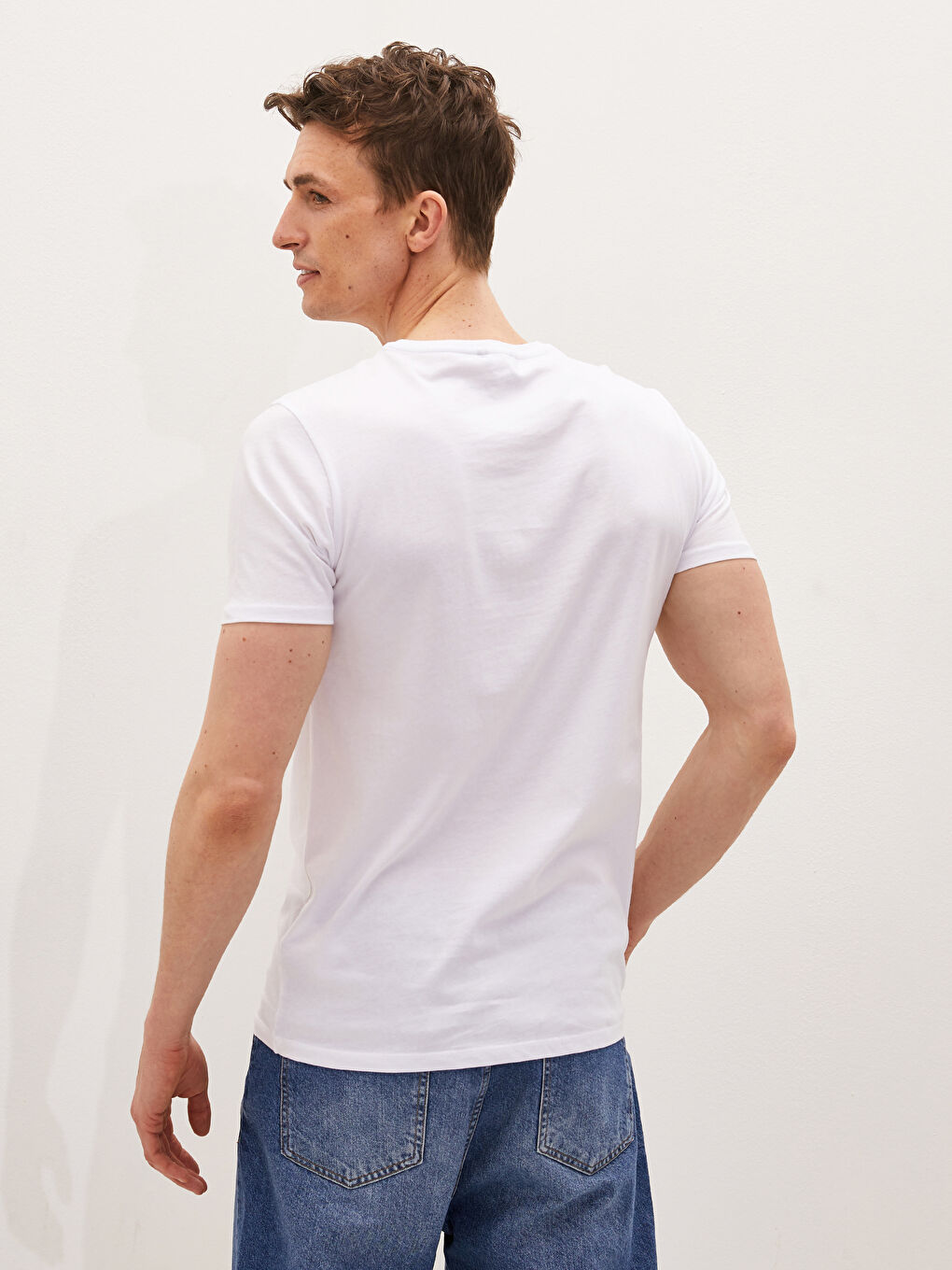 Crew Neck Short Sleeve Printed Combed Cotton Men's T-shirt-4