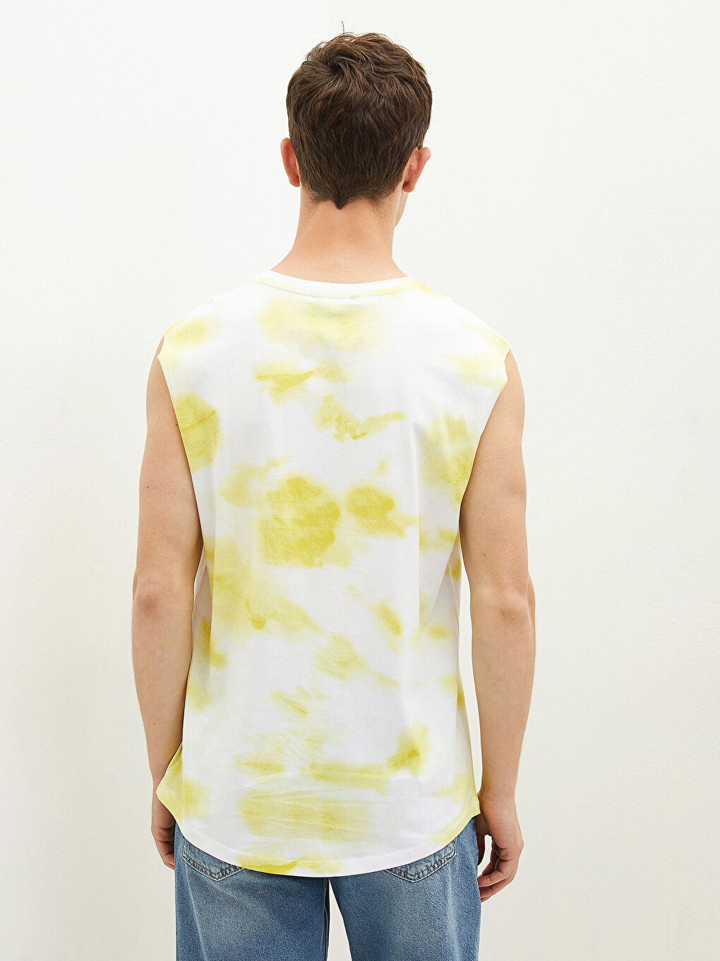 تيشيرت بدون أكمام مطبوع قطن ياقة دائرية للرجال-3