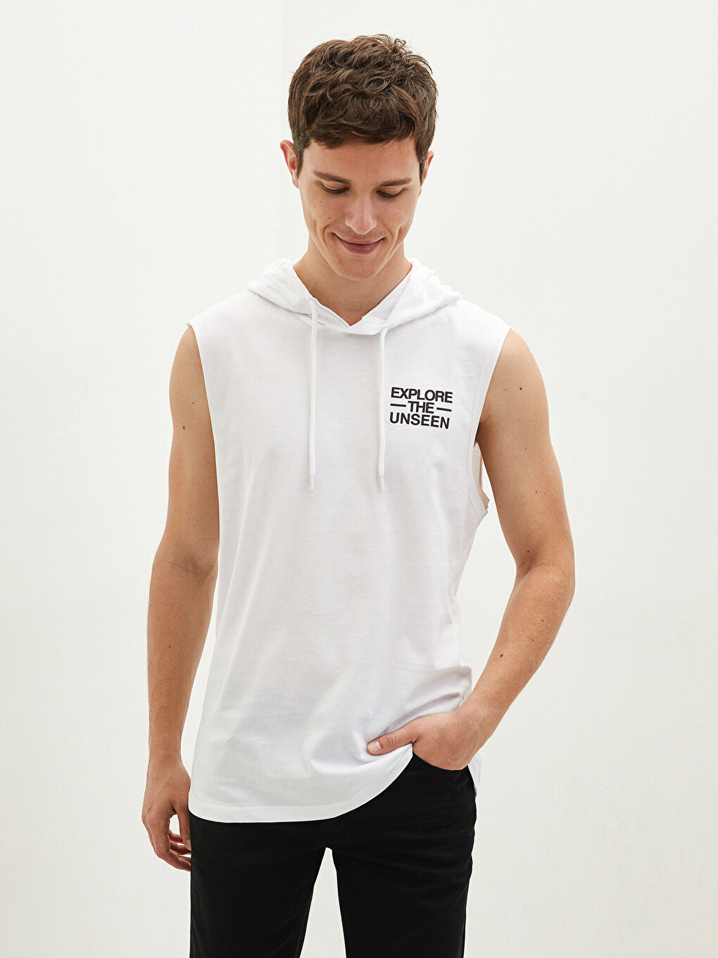 Hooded Printed Jersey Men's Sleeveless T-Shirt-1