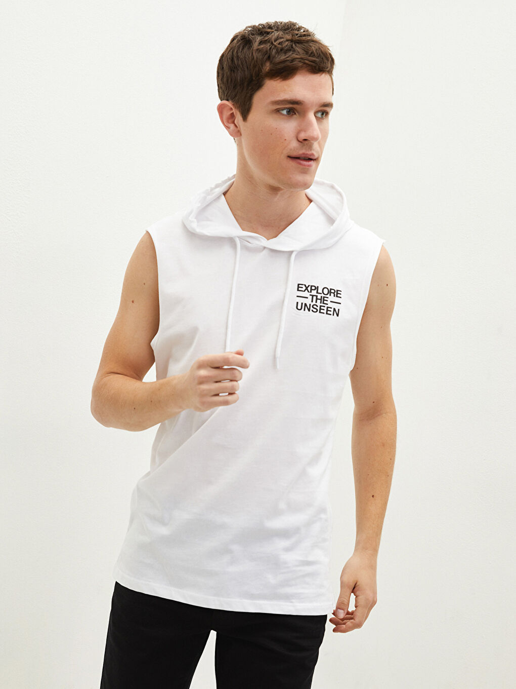 Hooded Printed Jersey Men's Sleeveless T-Shirt-2