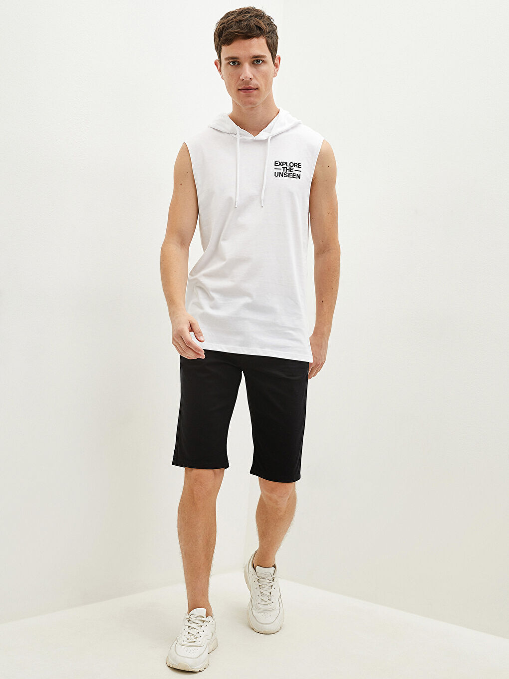 Hooded Printed Jersey Men's Sleeveless T-Shirt-3