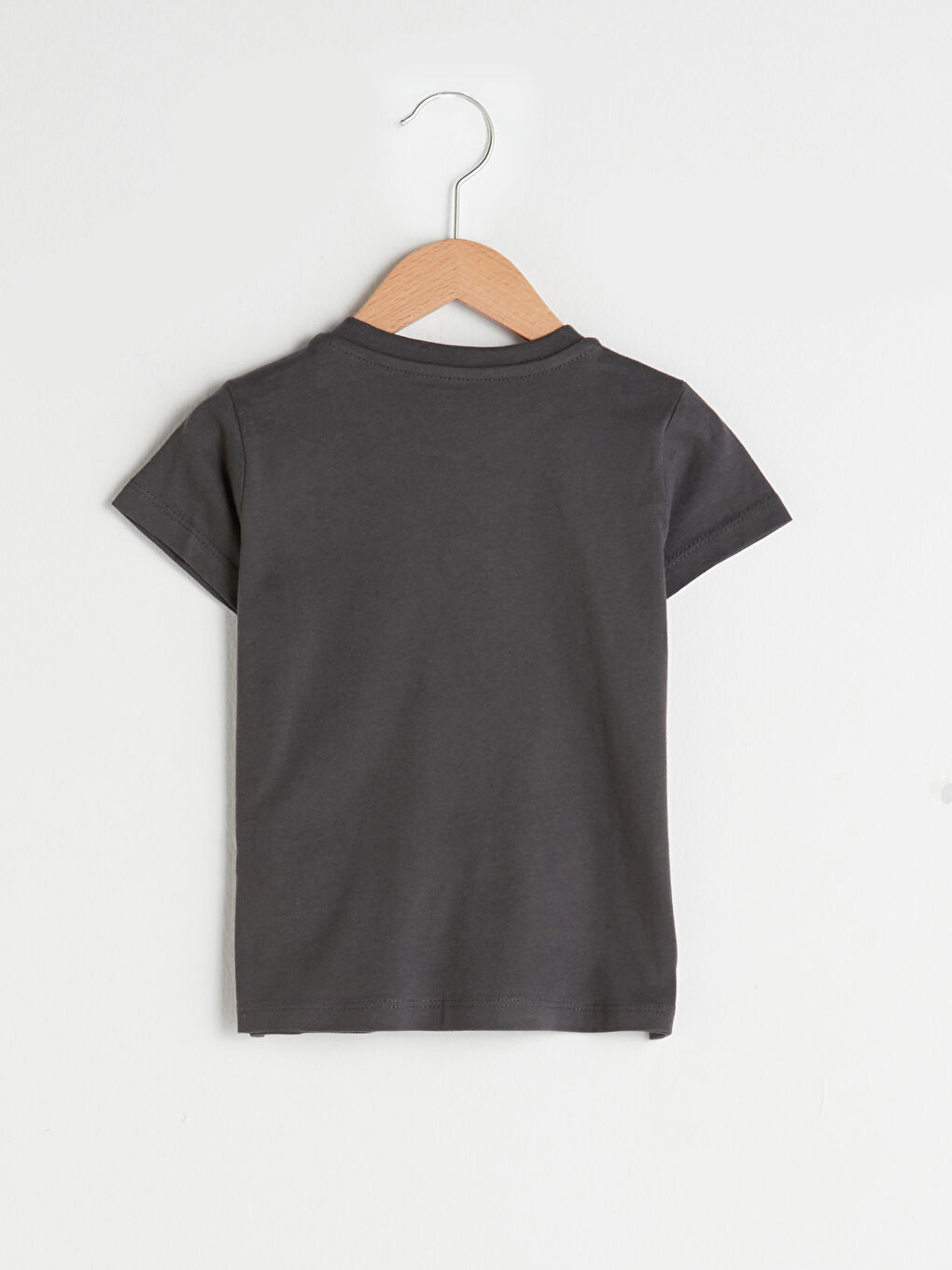 Antrasit Bisiklet Yaka Kısa Kol Baskılı Pamuklu Erkek Bebek Tişört-1