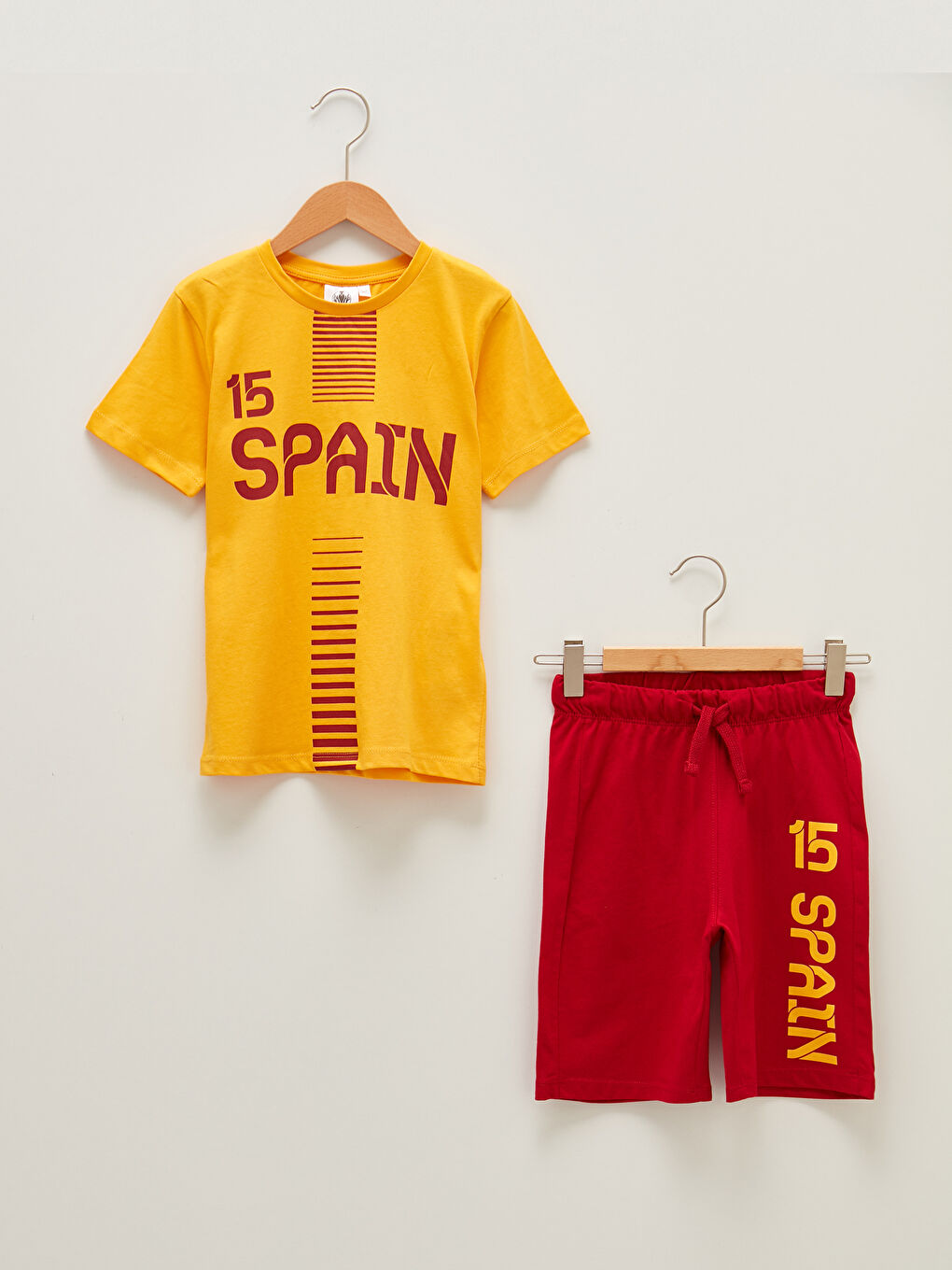 Crew Neck UEFA EURO 2020 Spain Printed Short Sleeve Boy T-Shirt and Shorts