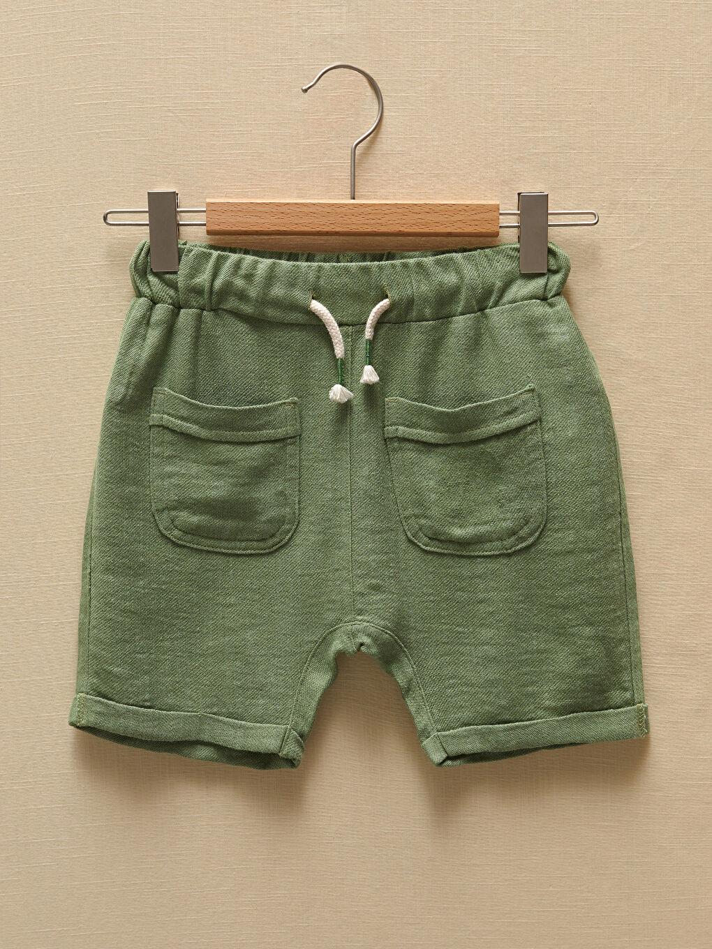 Yeşil Beli Lastikli Basic Erkek Bebek Şort