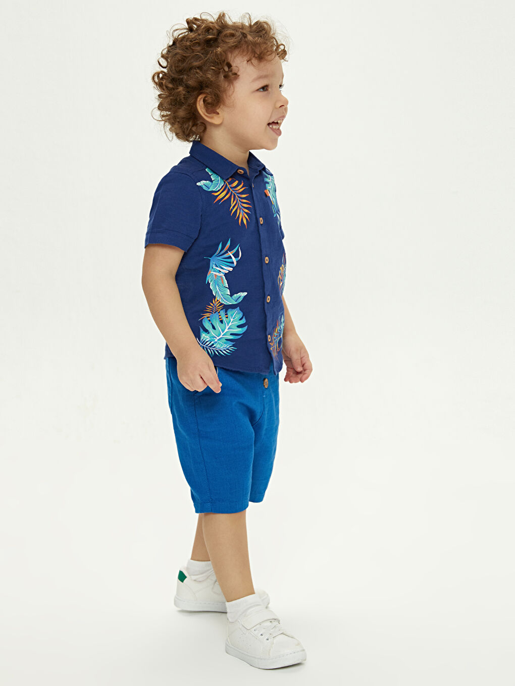 Mavi Beli Lastikli Basic Erkek Bebek Şort-3