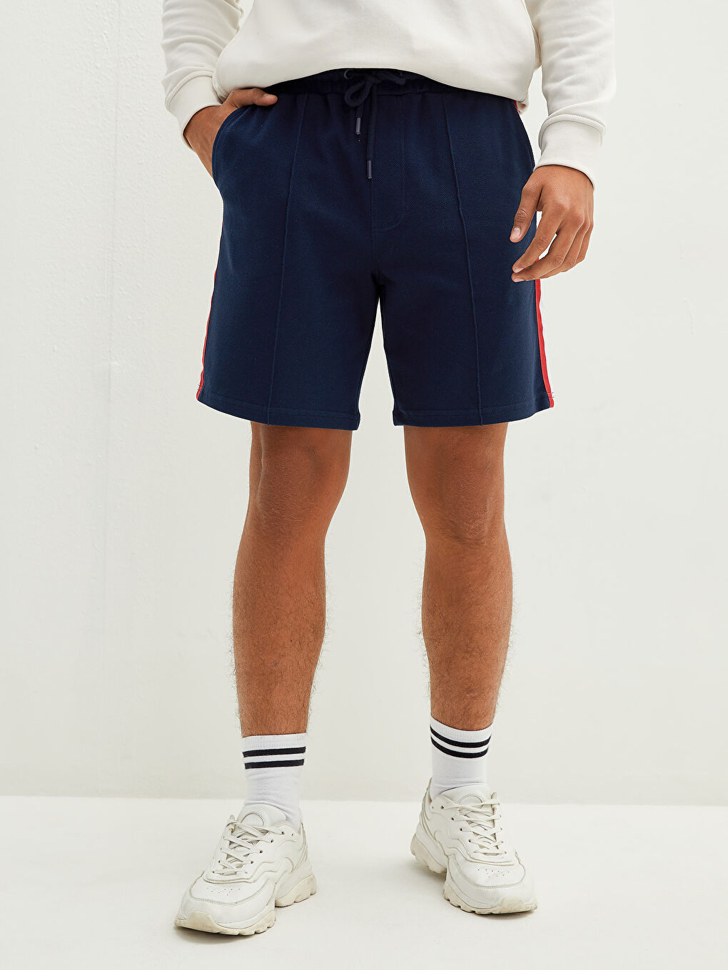 Lacivert Standart Kalıp Örme Erkek Şort-2